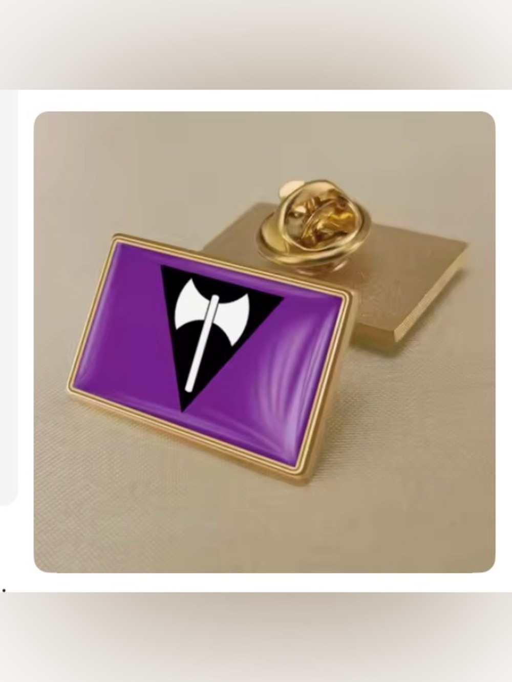 1 LGBTQ+ WLW Lesbian Small Pride Rectangular lesbian Purple & Black labrys Pin - Picture 2 of 14